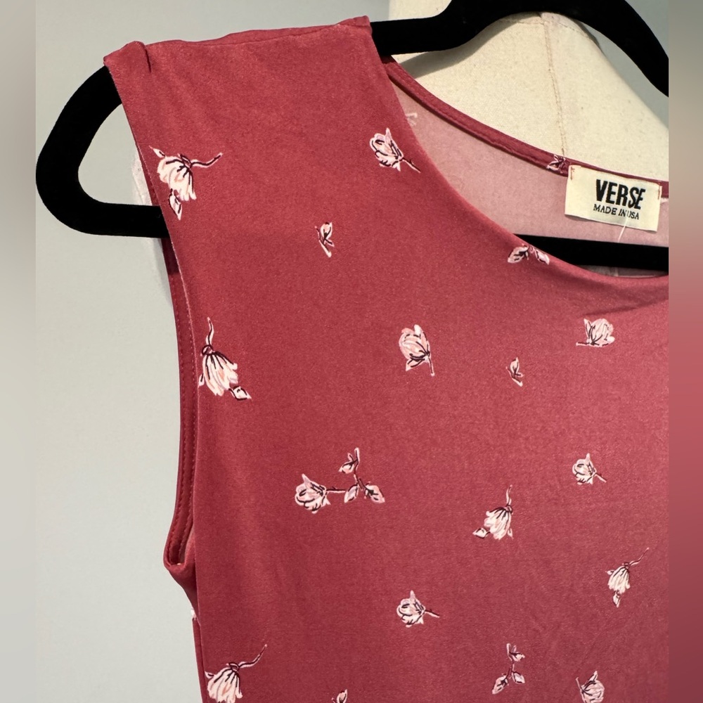 NWT Verse Sasha Knit Midi Dress - Pink with White Floral Size Small - Picture 2 of 4